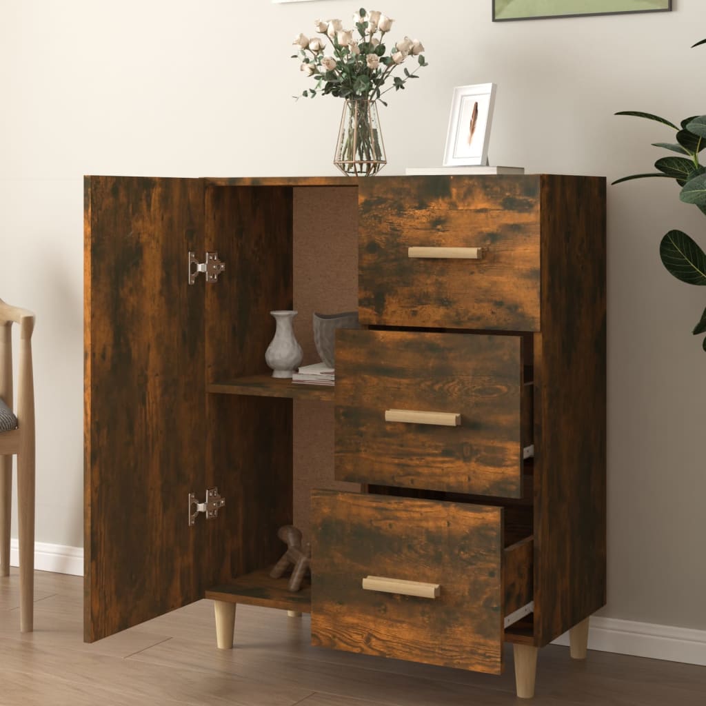 Sideboard, smoked oak, 69.5x34x90cm, engineered wood