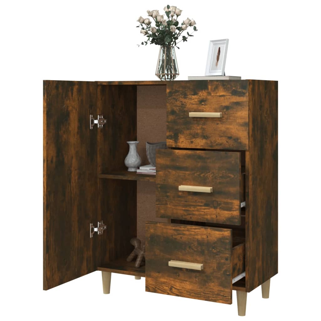 Sideboard, smoked oak, 69.5x34x90cm, engineered wood