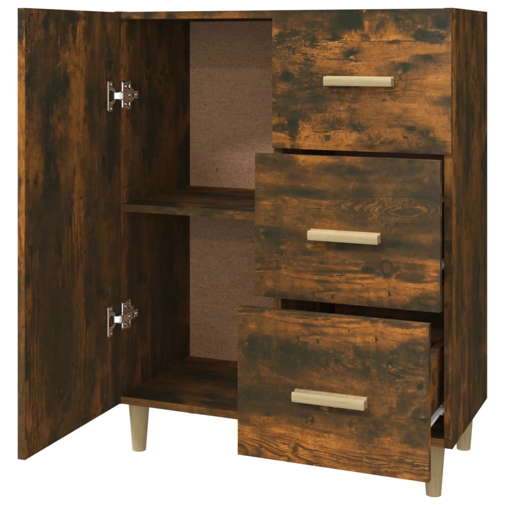 Sideboard, smoked oak, 69.5x34x90cm, engineered wood
