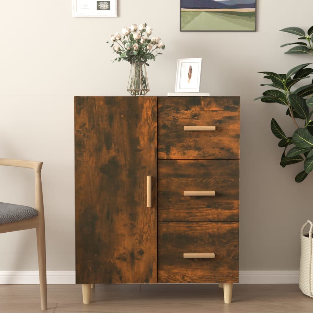 Sideboard, smoked oak, 69.5x34x90cm, engineered wood