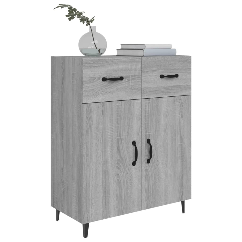 Side cabinet, grey oak, 69.5x34x90cm, engineered wood