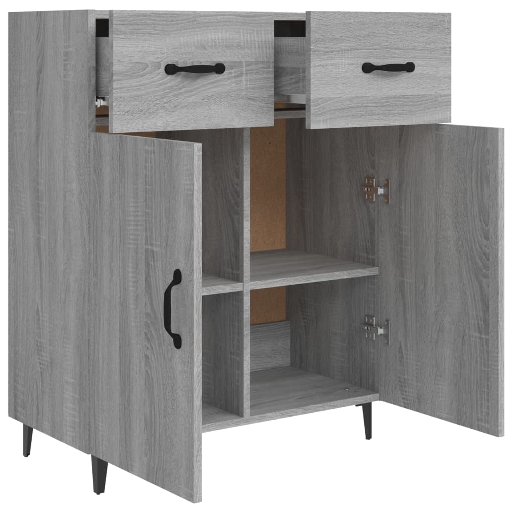 Side cabinet, grey oak, 69.5x34x90cm, engineered wood