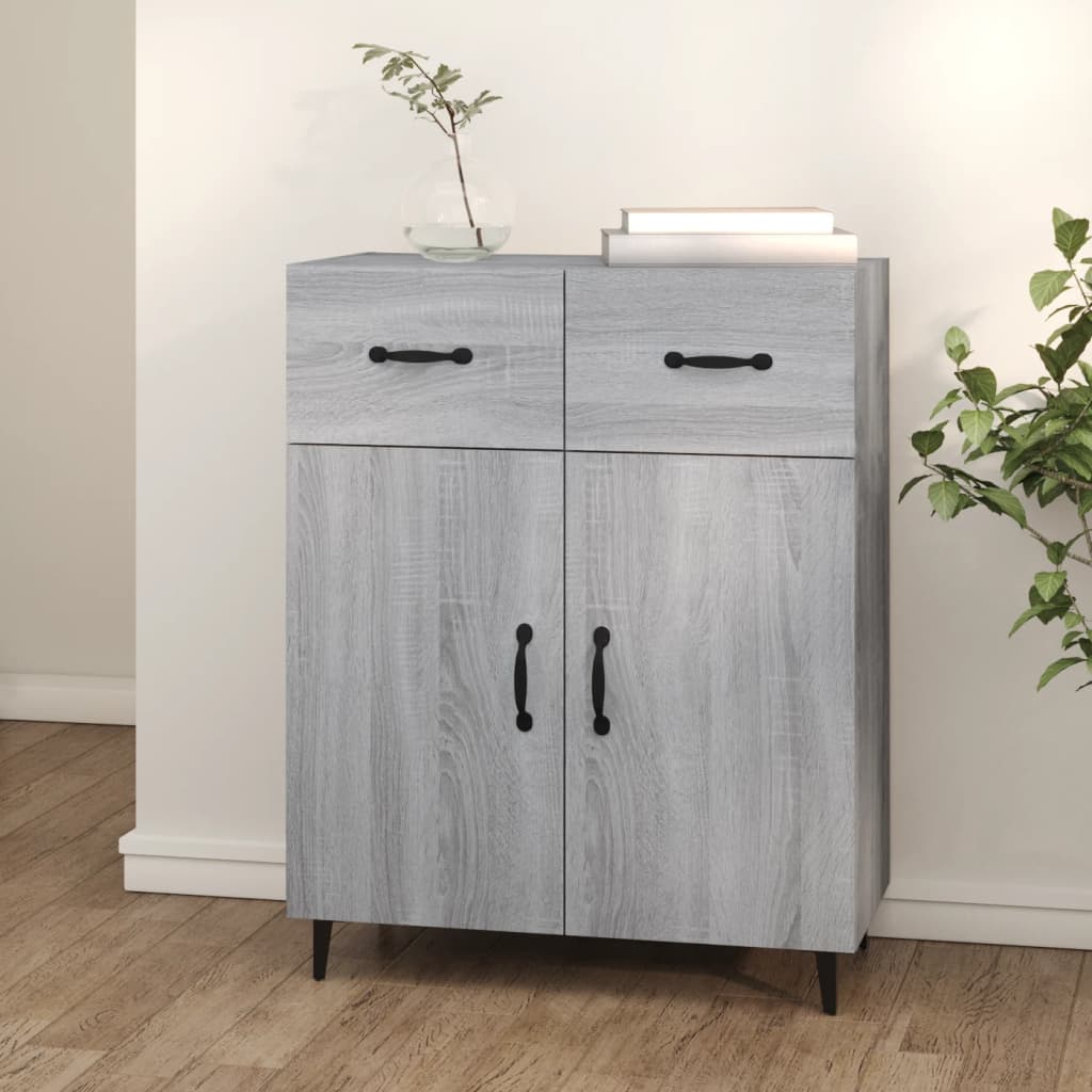 Side cabinet, grey oak, 69.5x34x90cm, engineered wood