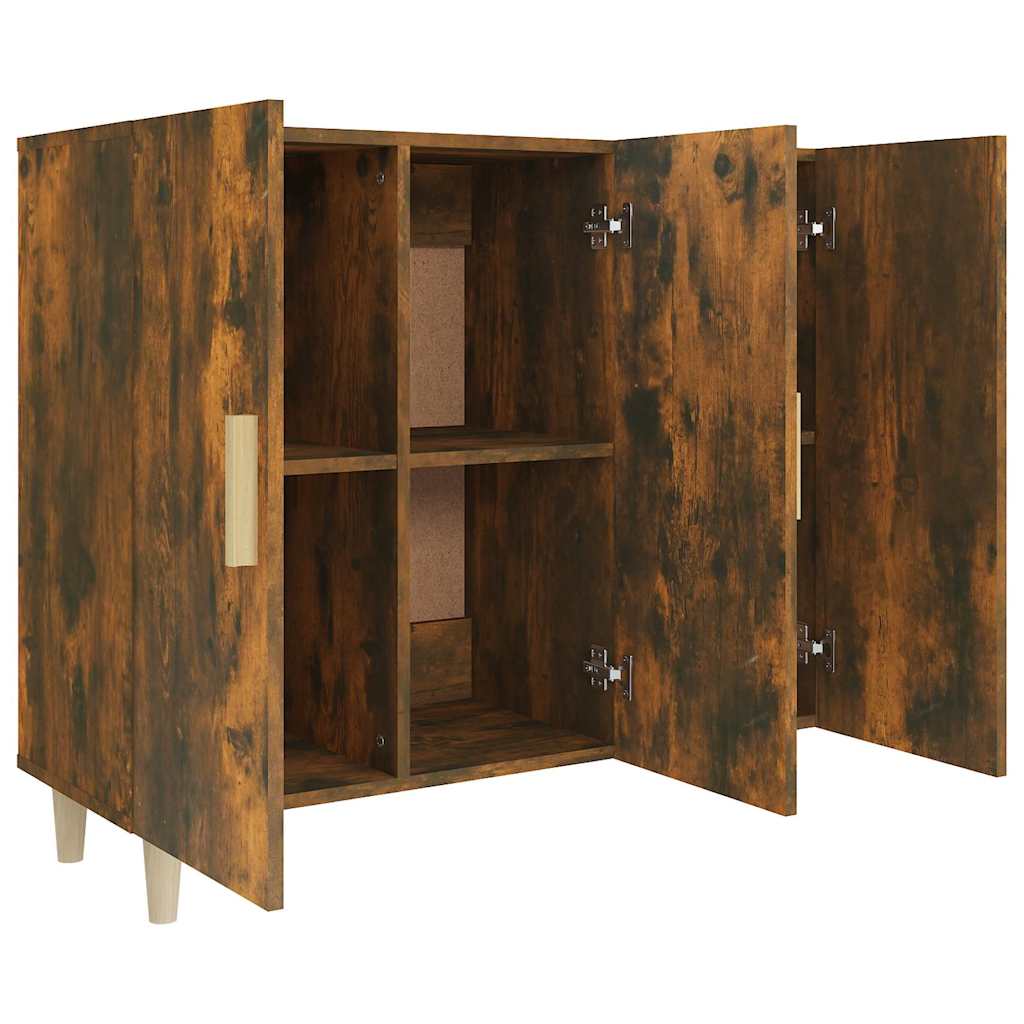 Sideboard, smoked oak, 90x34x80cm, engineered wood