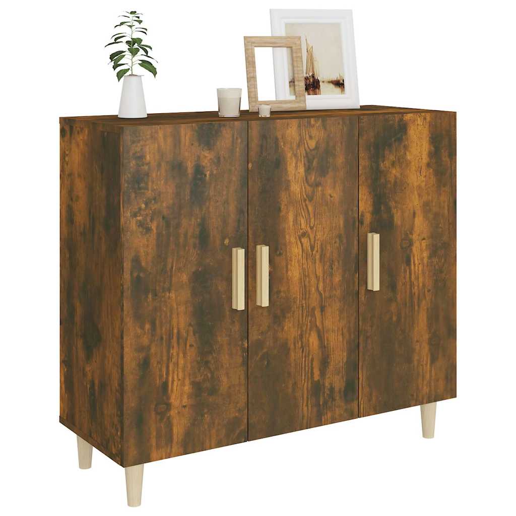 Sideboard, smoked oak, 90x34x80cm, engineered wood