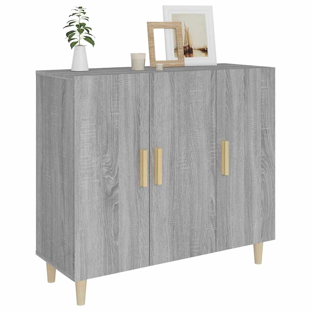 Sideboard, grey oak, 90x34x80cm, engineered wood