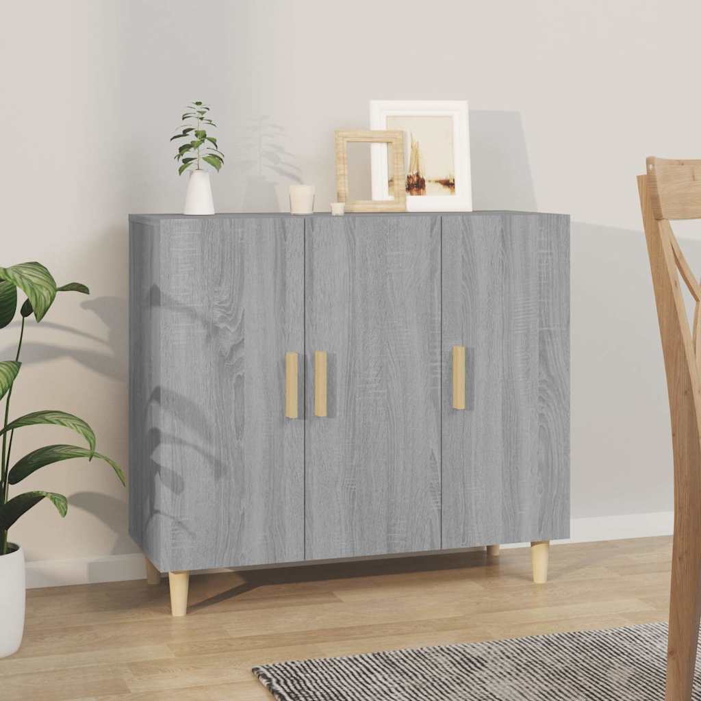 Sideboard, grey oak, 90x34x80cm, engineered wood