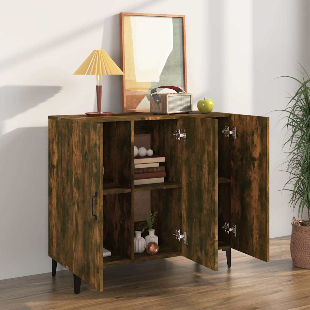 Sideboard, smoked oak, 90x34x80cm, engineered wood