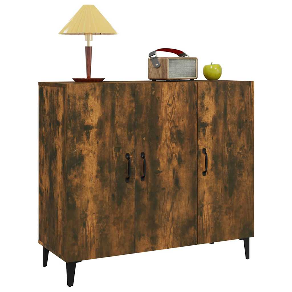 Sideboard, smoked oak, 90x34x80cm, engineered wood