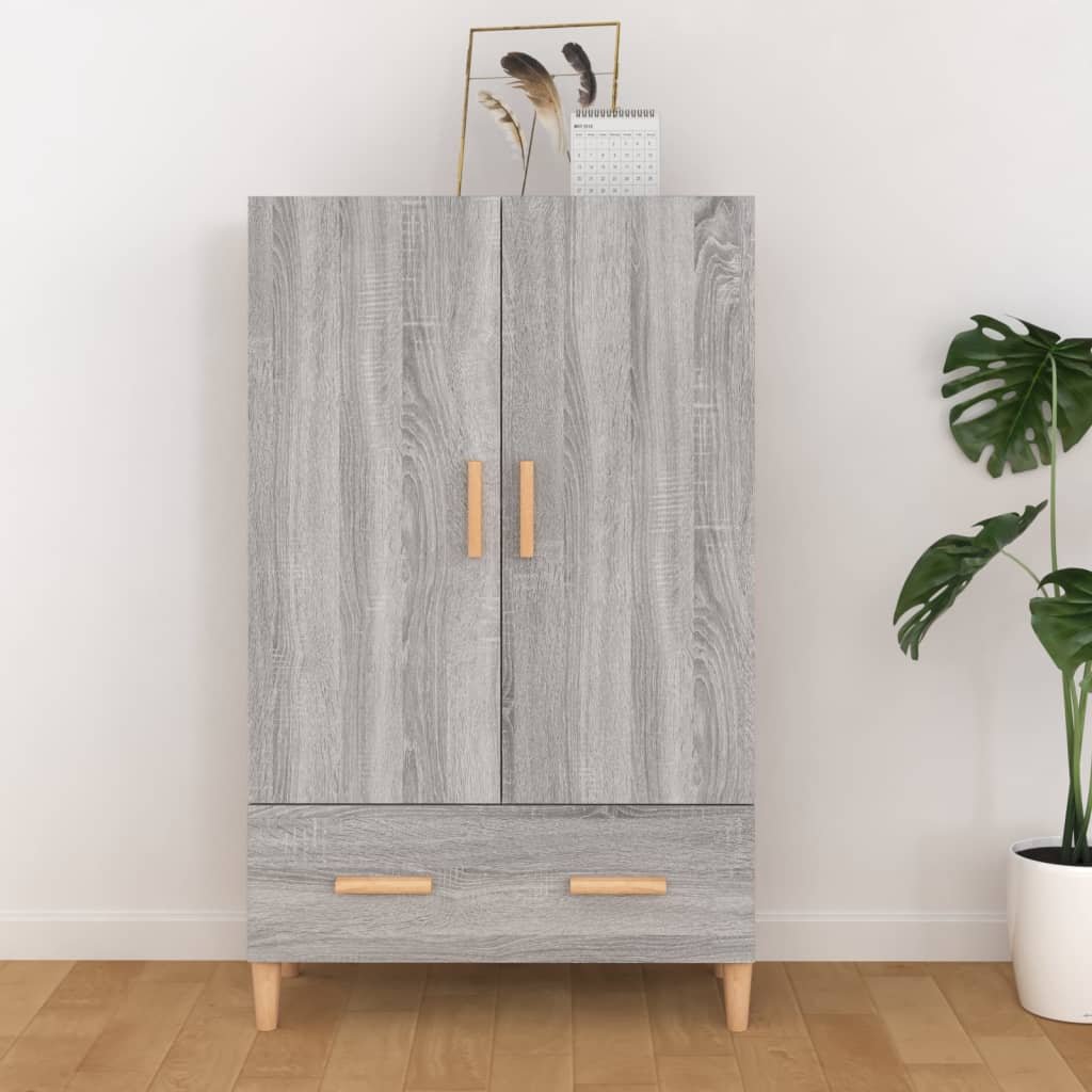 Kumode, pelēka ozola krāsā, 70x31x115cm, apstrādāta koksne
