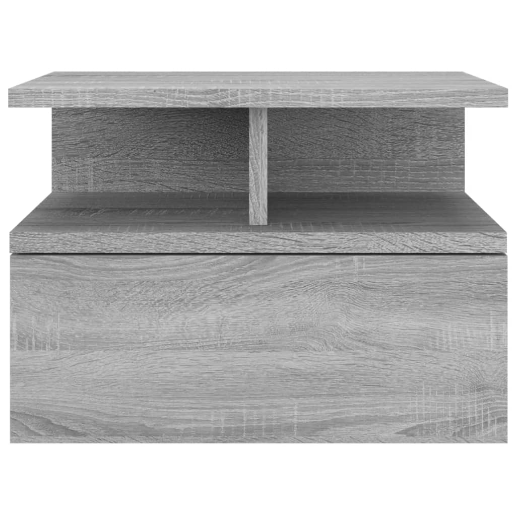 Wall-mounted nightstand, grey, 40x31x27cm, wood