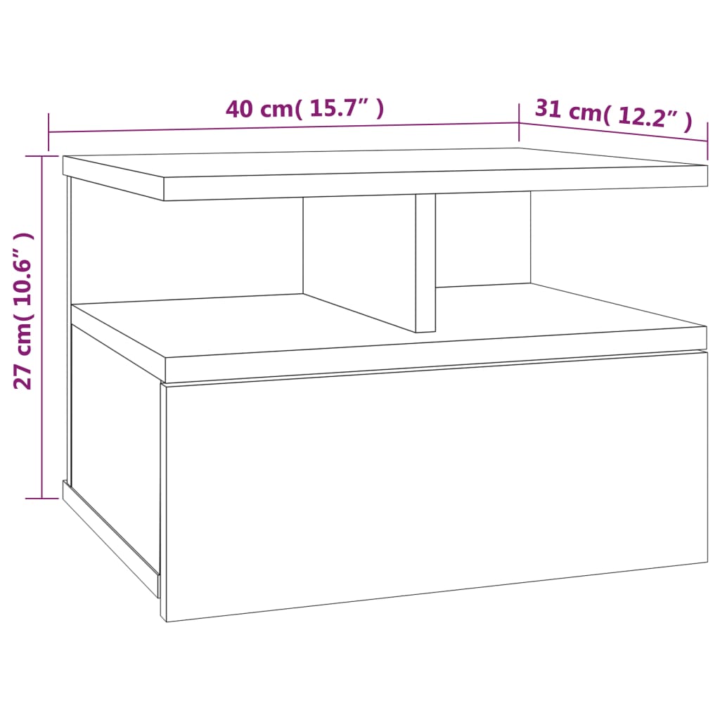 Bedside tables, 2 pcs, grey, 40x31x27cm, wood