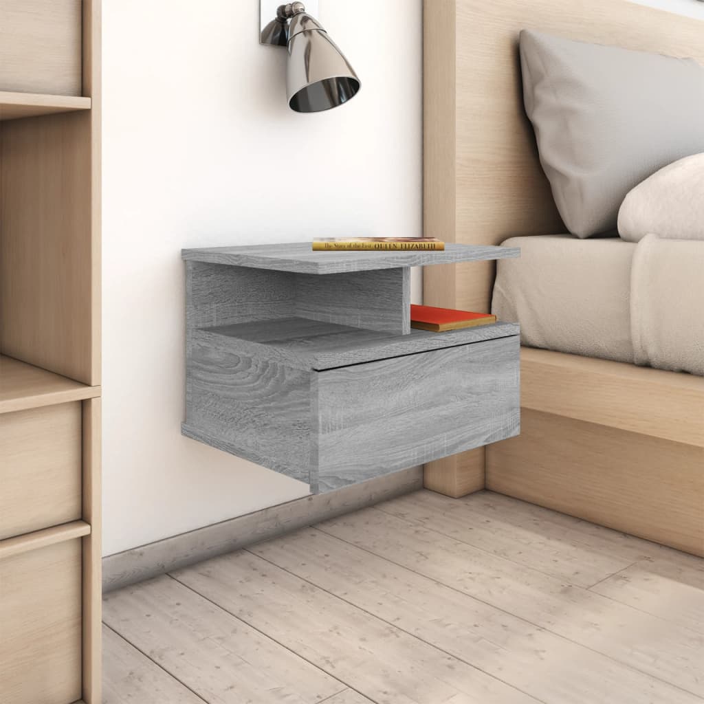 Bedside tables, 2 pcs, grey, 40x31x27cm, wood