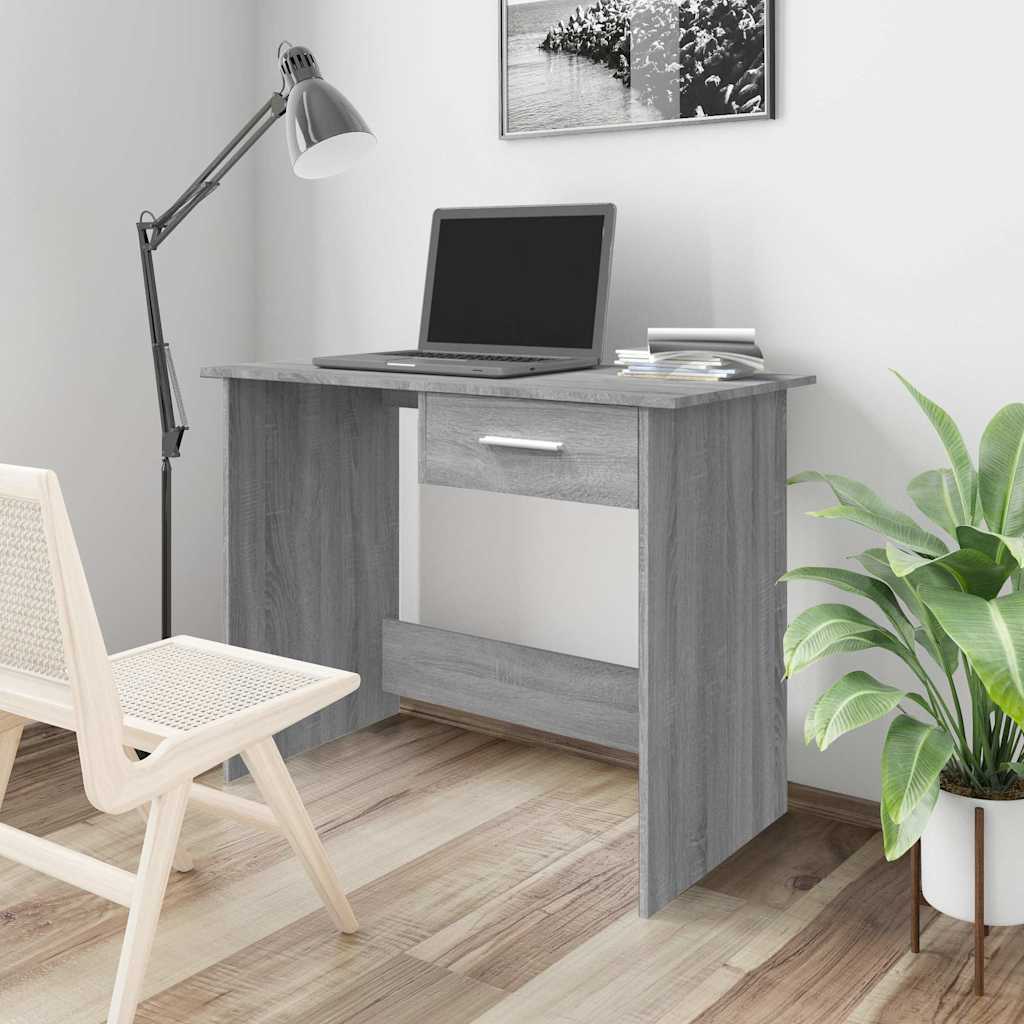 Desk, grey oak, 100x50x76cm, engineered wood