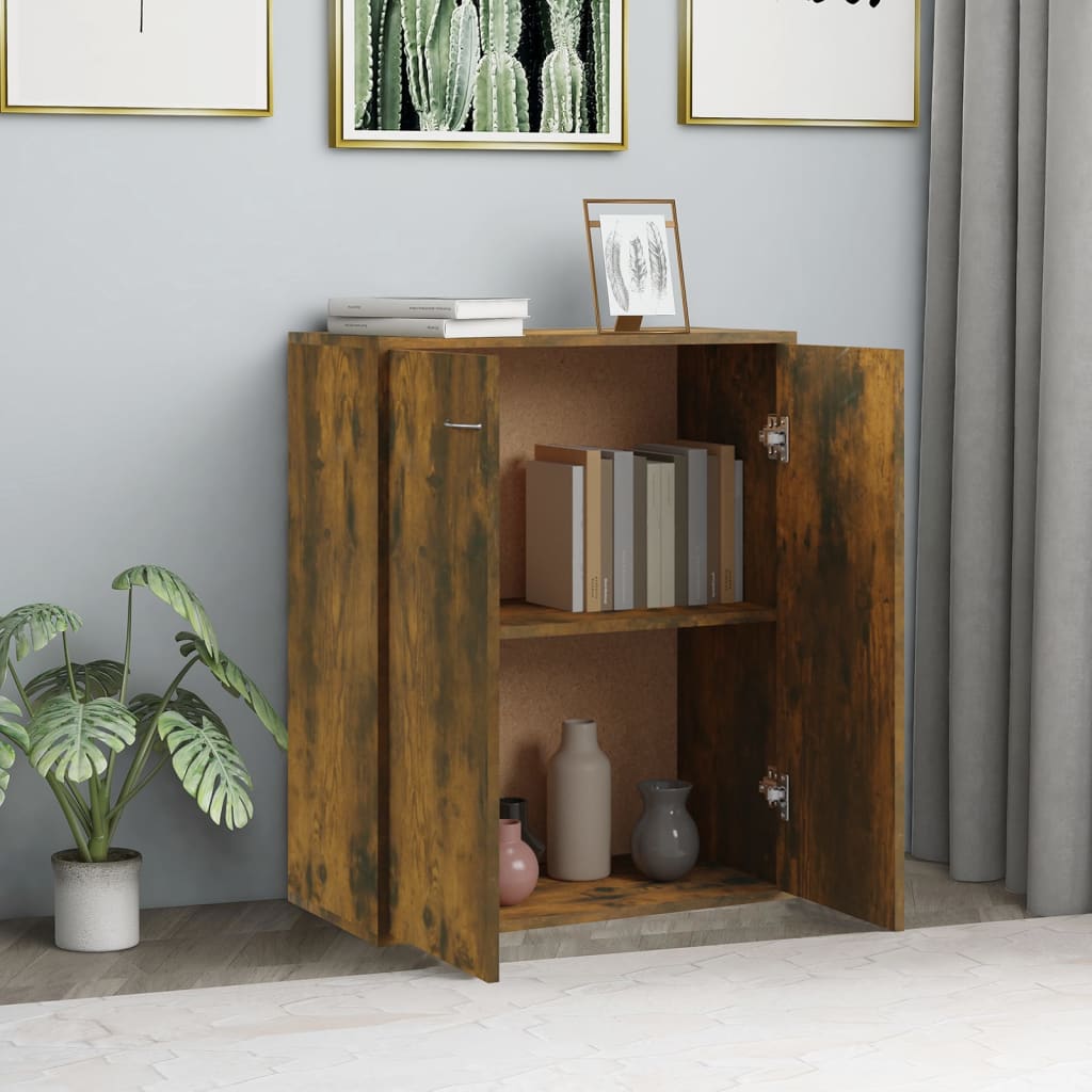 Side cabinet, smoked oak, 60x30x75cm, engineered wood