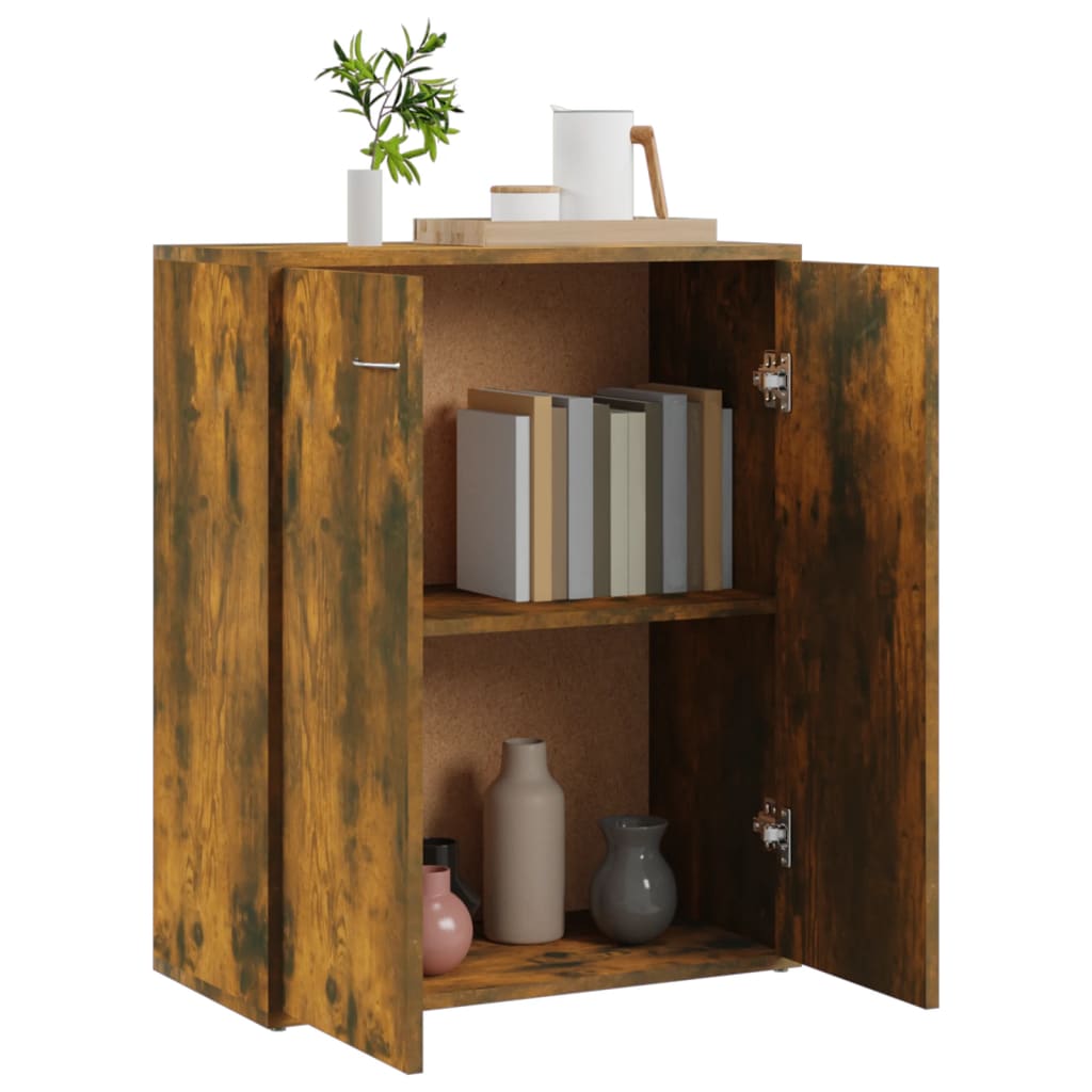 Side cabinet, smoked oak, 60x30x75cm, engineered wood