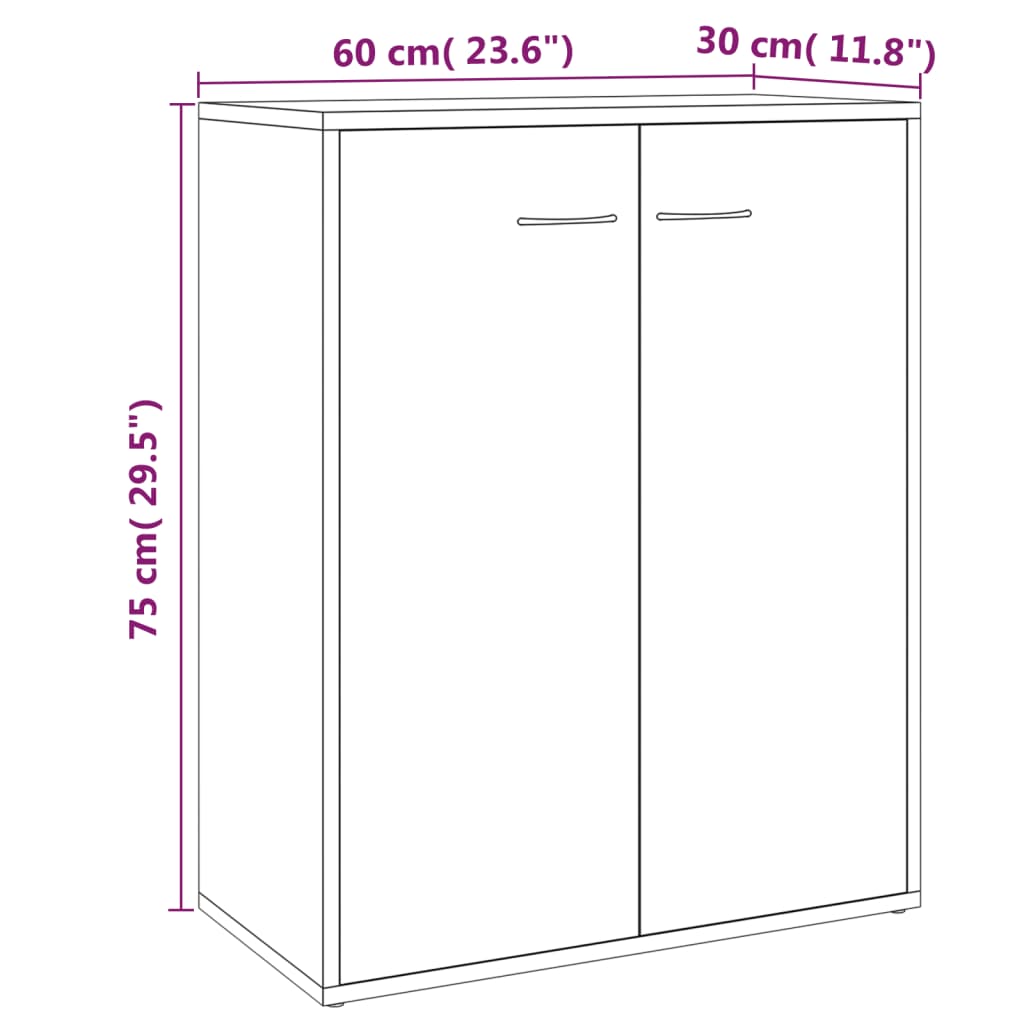 Side cabinet, smoked oak, 60x30x75cm, engineered wood