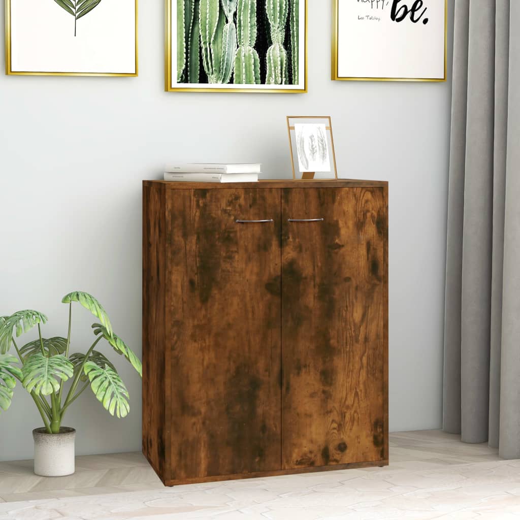 Side cabinet, smoked oak, 60x30x75cm, engineered wood