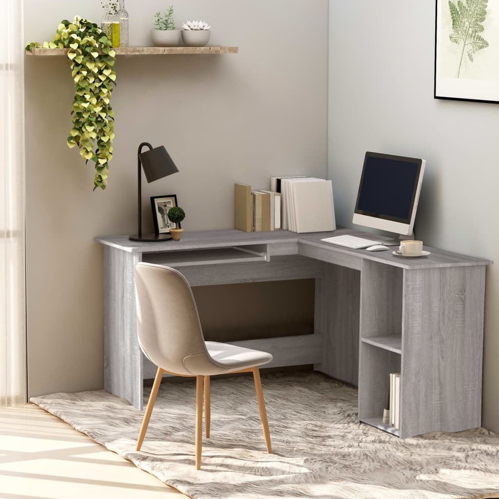 Corner desk, grey oak, 120x140x75cm, wood