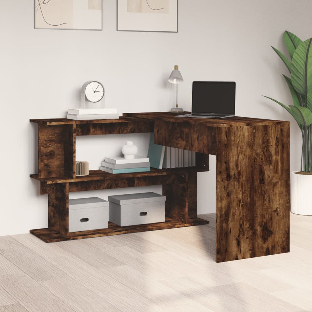Corner writing desk, smoky oak, 200x50x76cm, wood