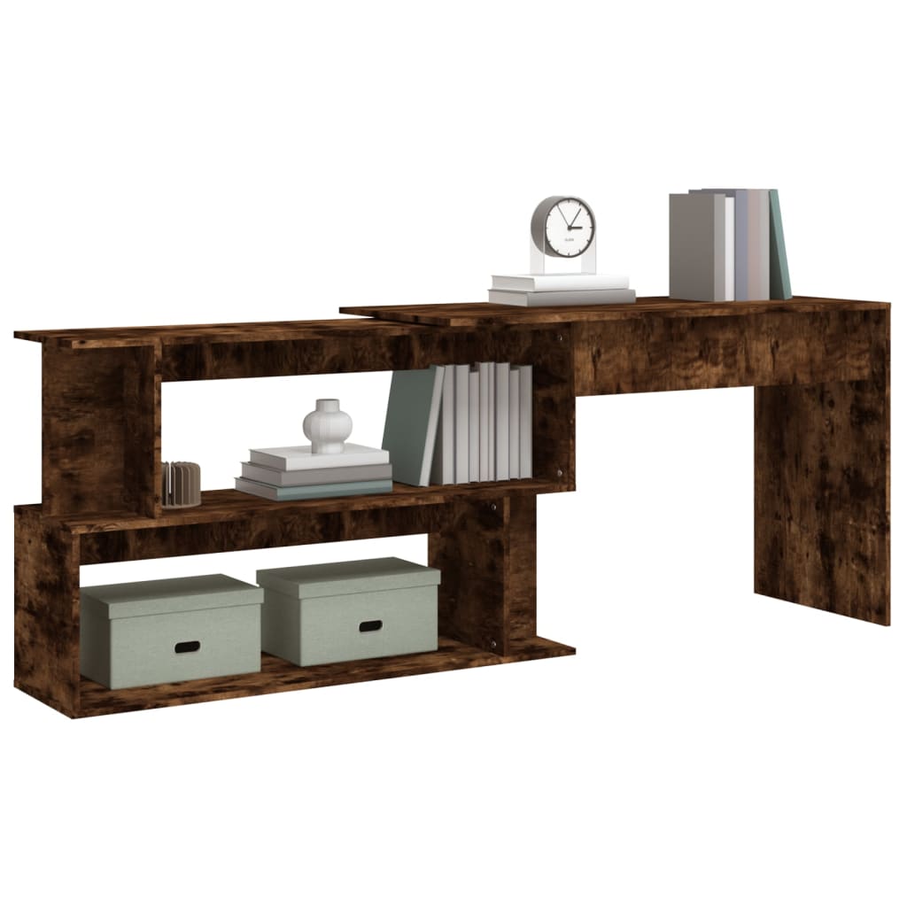 Corner writing desk, smoky oak, 200x50x76cm, wood