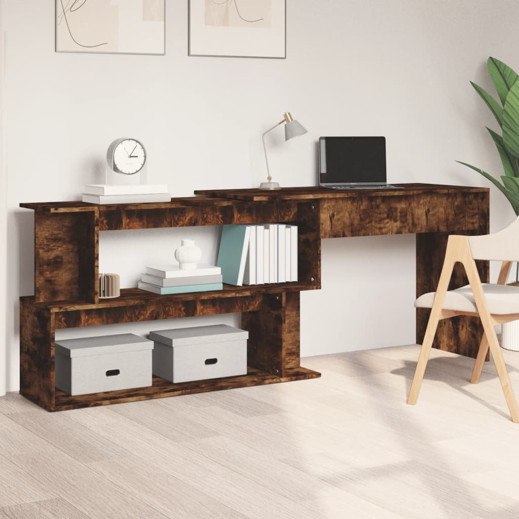 Corner writing desk, smoky oak, 200x50x76cm, wood