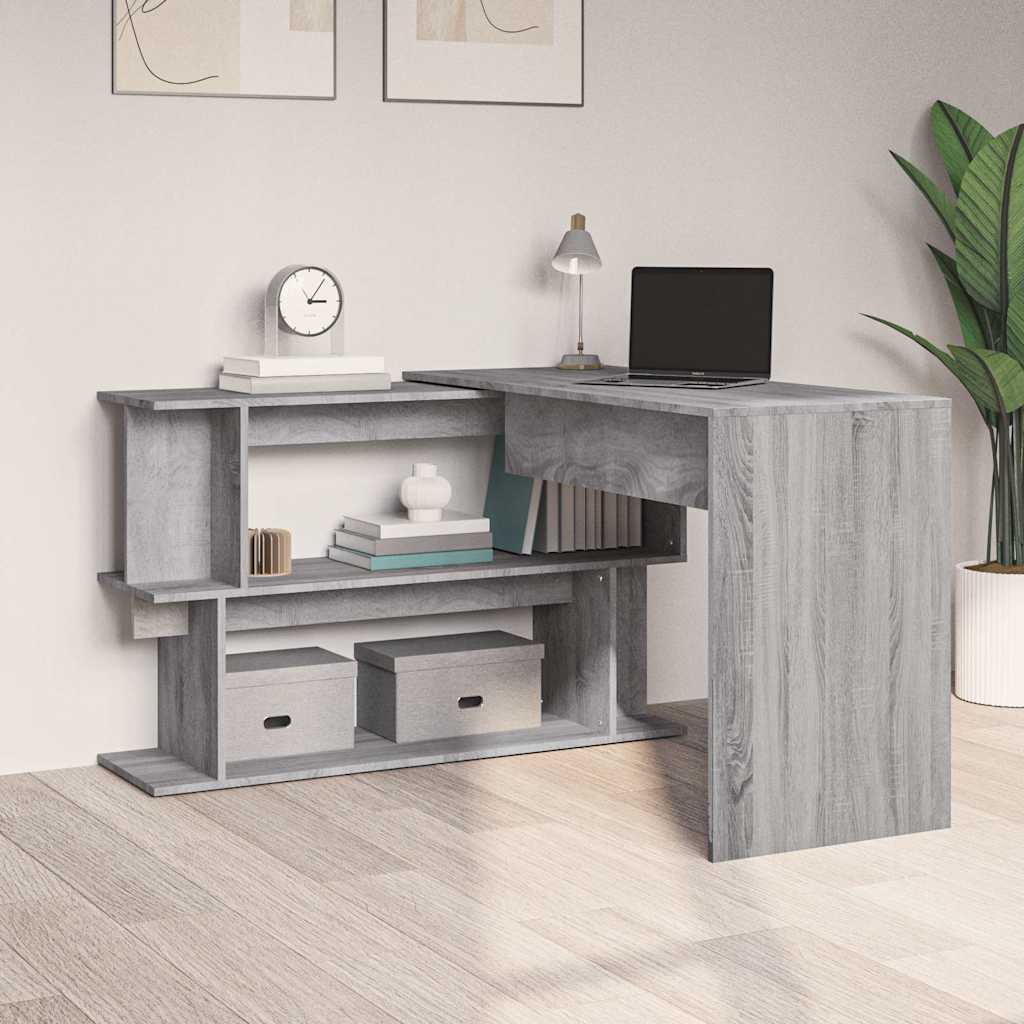 Corner writing desk, grey oak, 200x50x76cm, wood