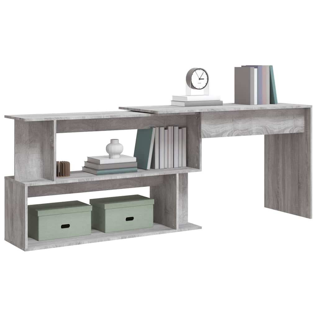 Corner writing desk, grey oak, 200x50x76cm, wood