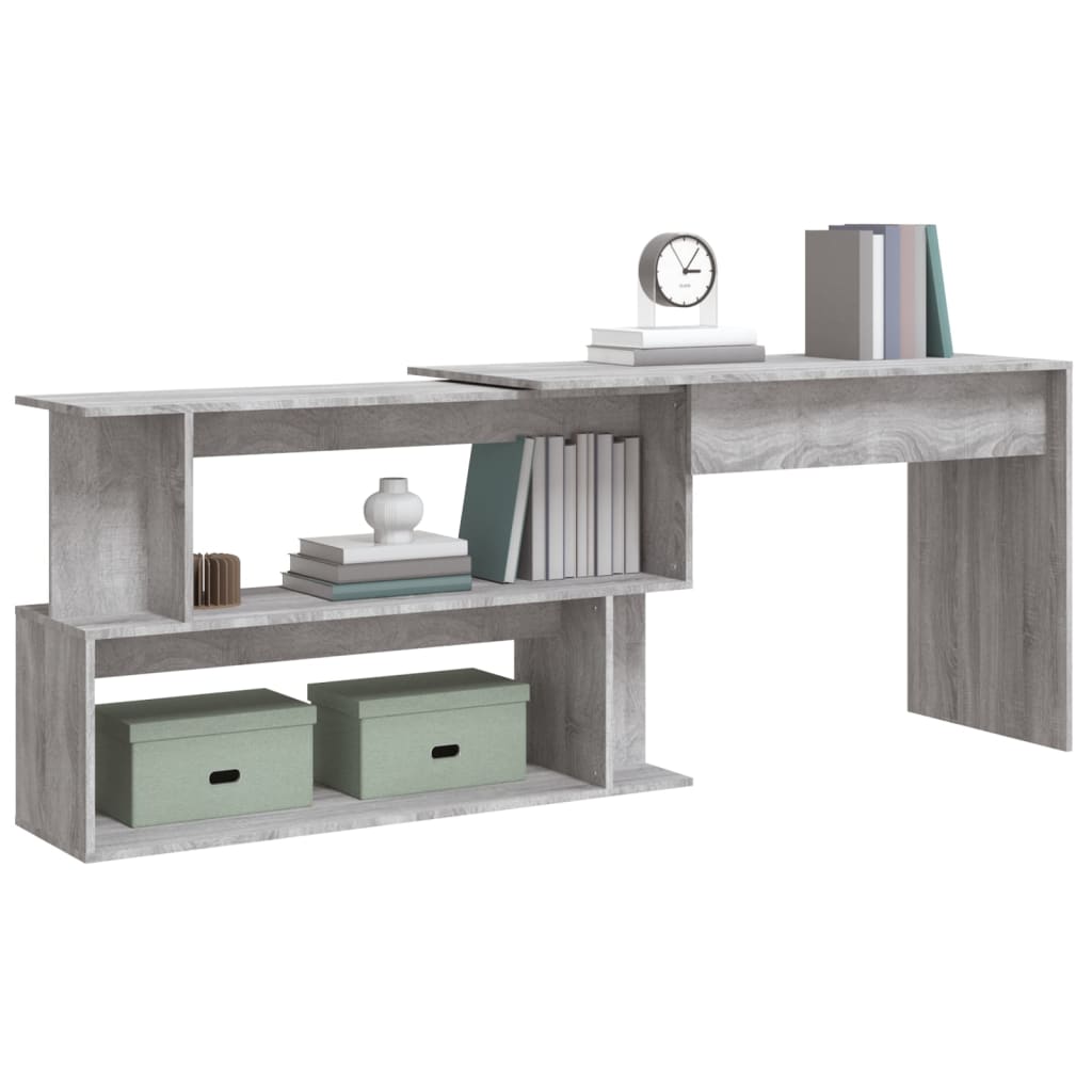 Corner writing desk, grey oak, 200x50x76cm, wood