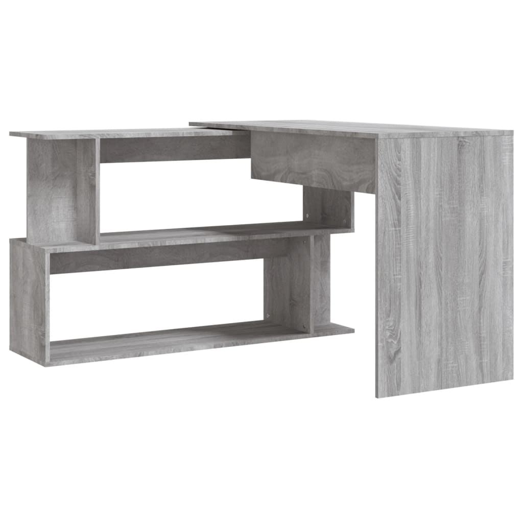 Corner writing desk, grey oak, 200x50x76cm, wood