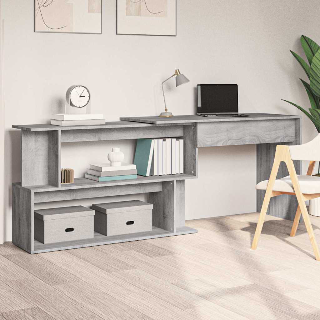 Corner writing desk, grey oak, 200x50x76cm, wood