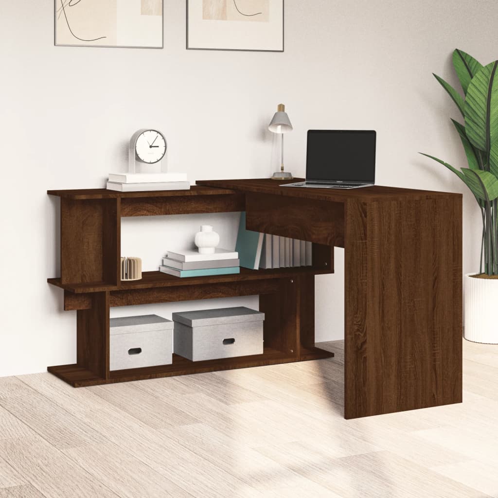 Corner desk, brown oak, 200x50x76cm, wood
