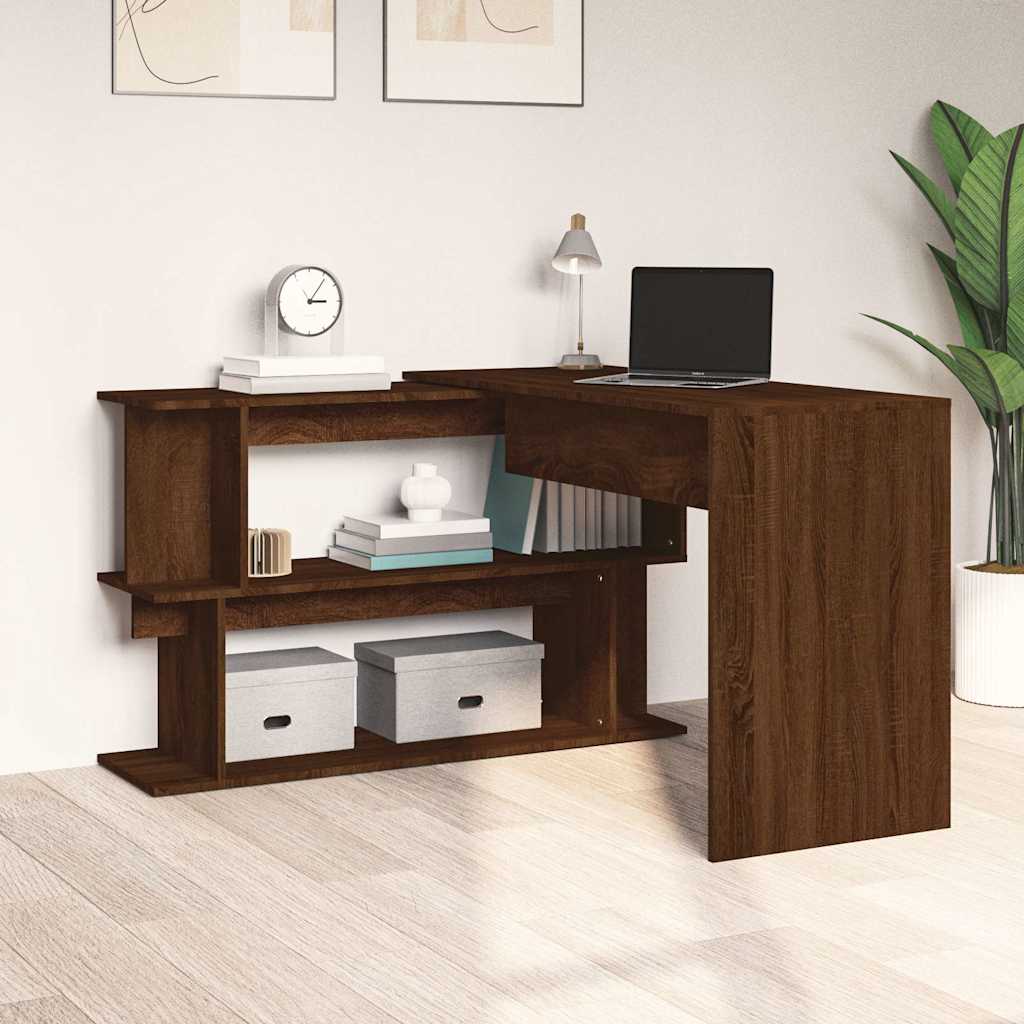 Corner desk, brown oak, 200x50x76cm, wood