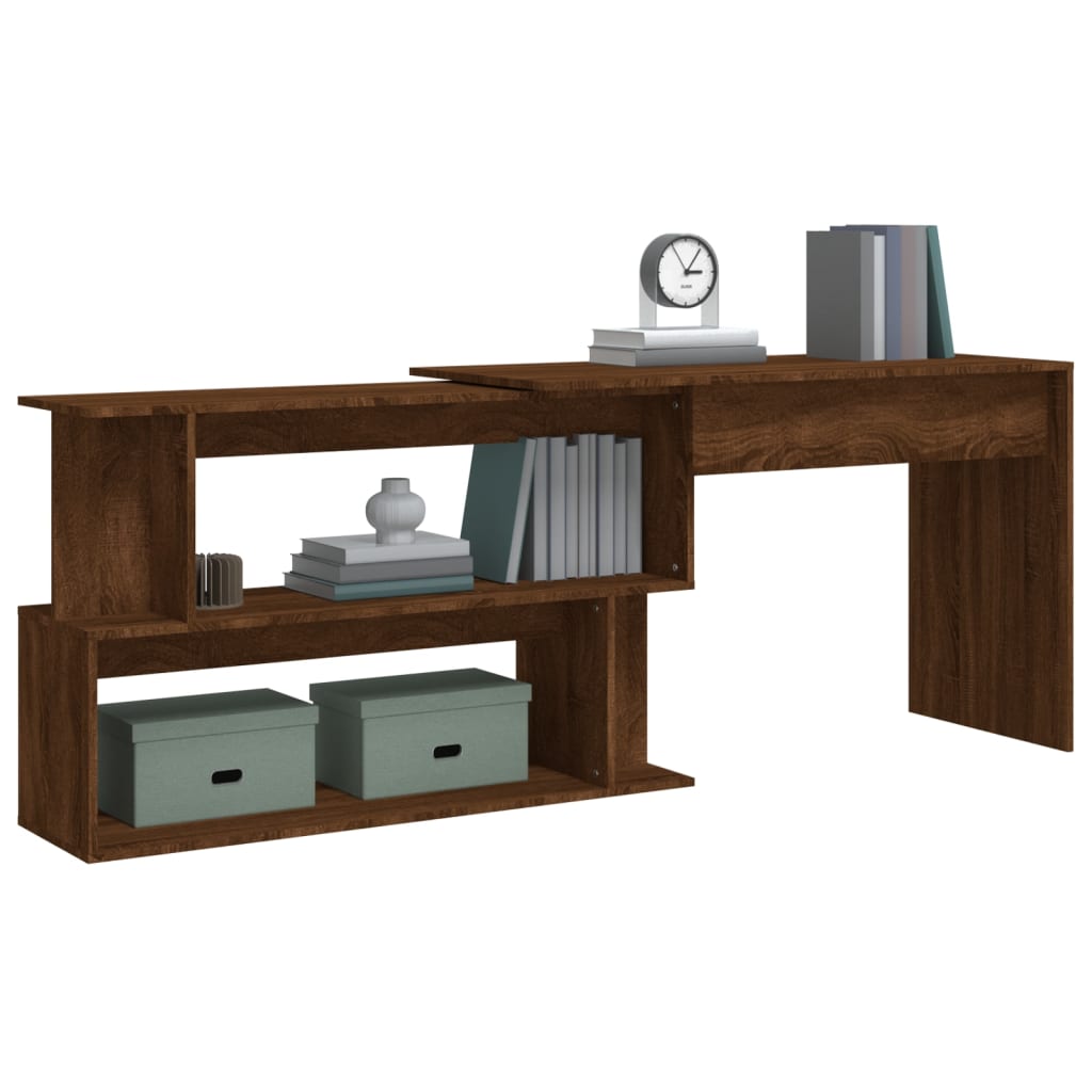Corner desk, brown oak, 200x50x76cm, wood