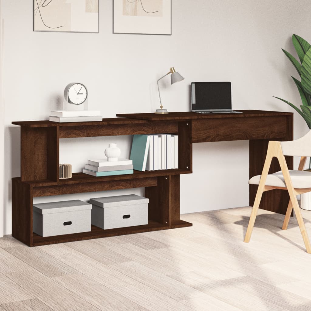 Corner desk, brown oak, 200x50x76cm, wood