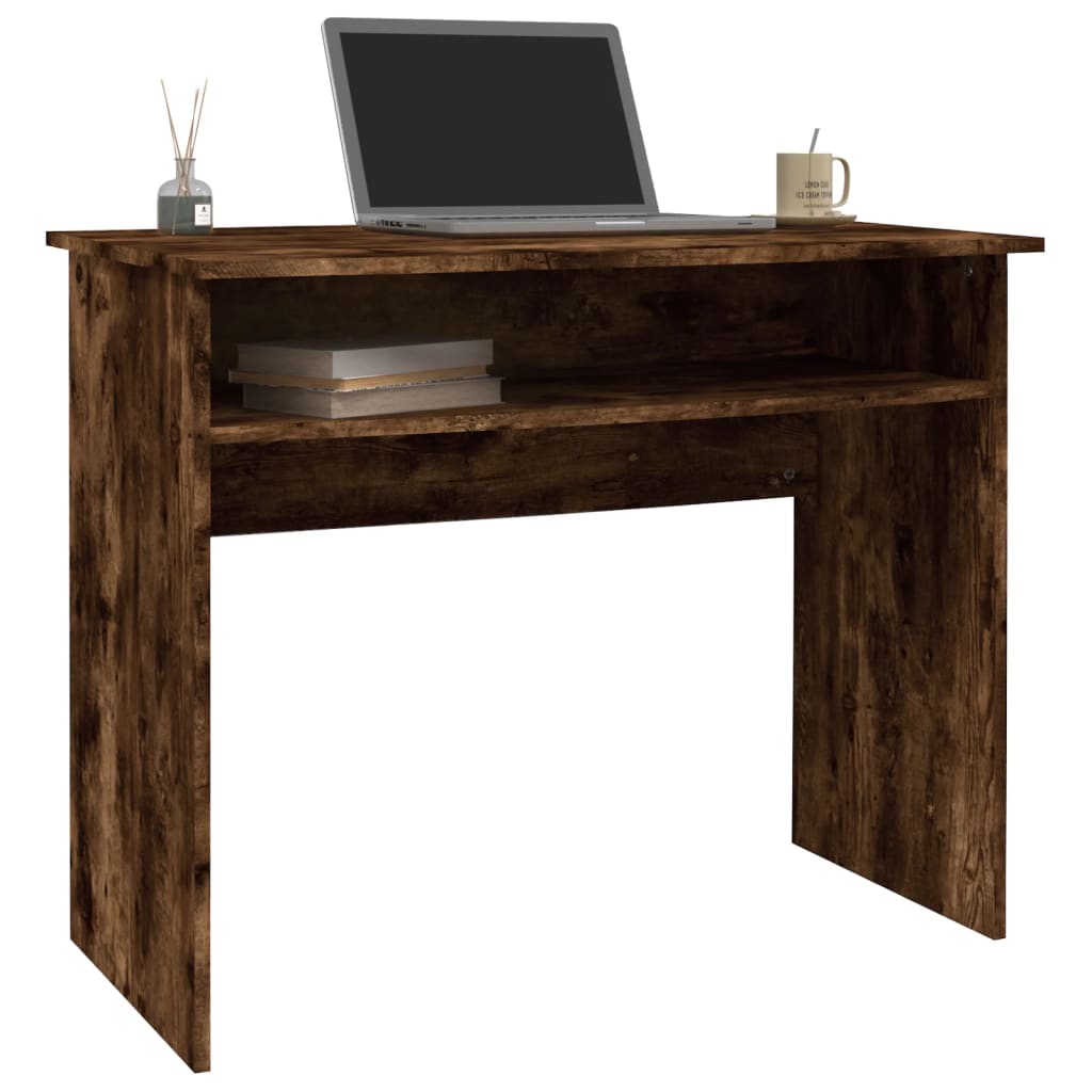 Writing desk, smoked oak, 90x50x74cm, engineered wood