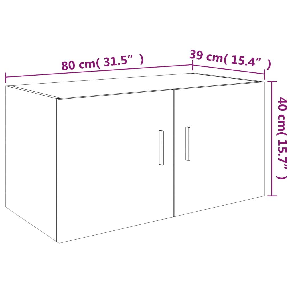 Wall cabinet, gray oak, 80x39x40cm, wood