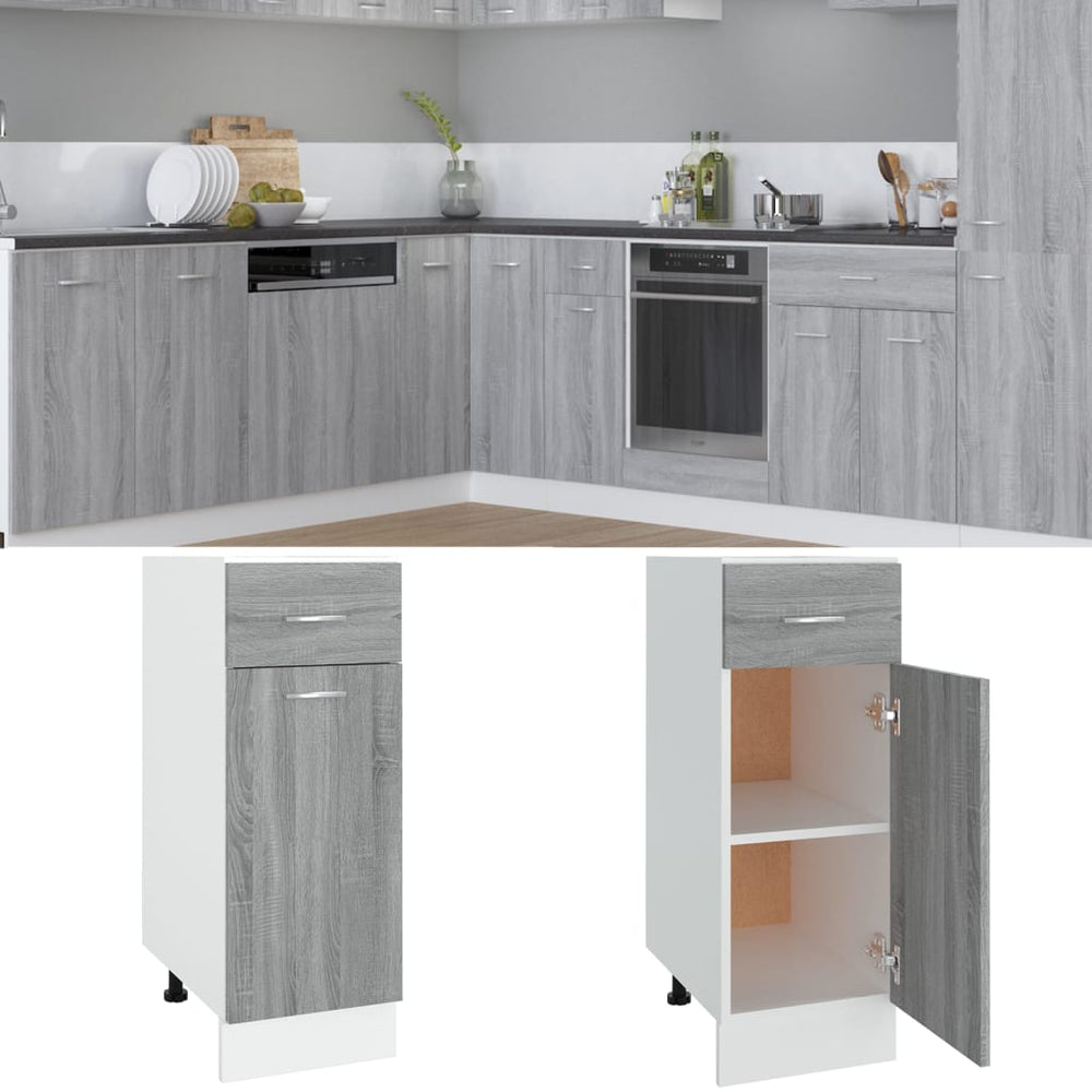 Base cabinet with drawer, "Lyon", grey, 30x46x81.5cm