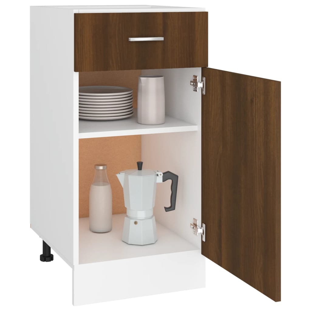 Base cabinet with drawer, "Lyon", brown, 40x46x81.5cm