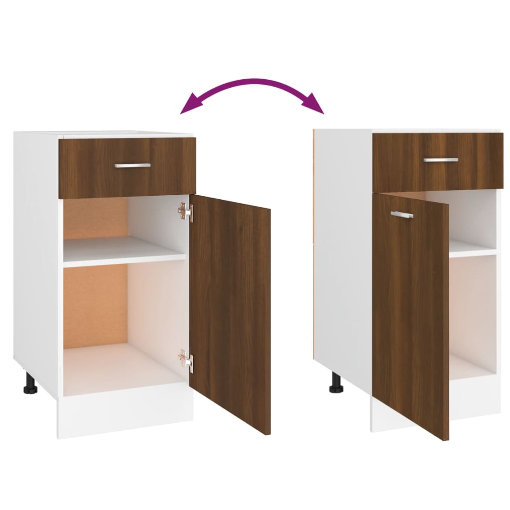 Base cabinet with drawer, "Lyon", brown, 40x46x81.5cm