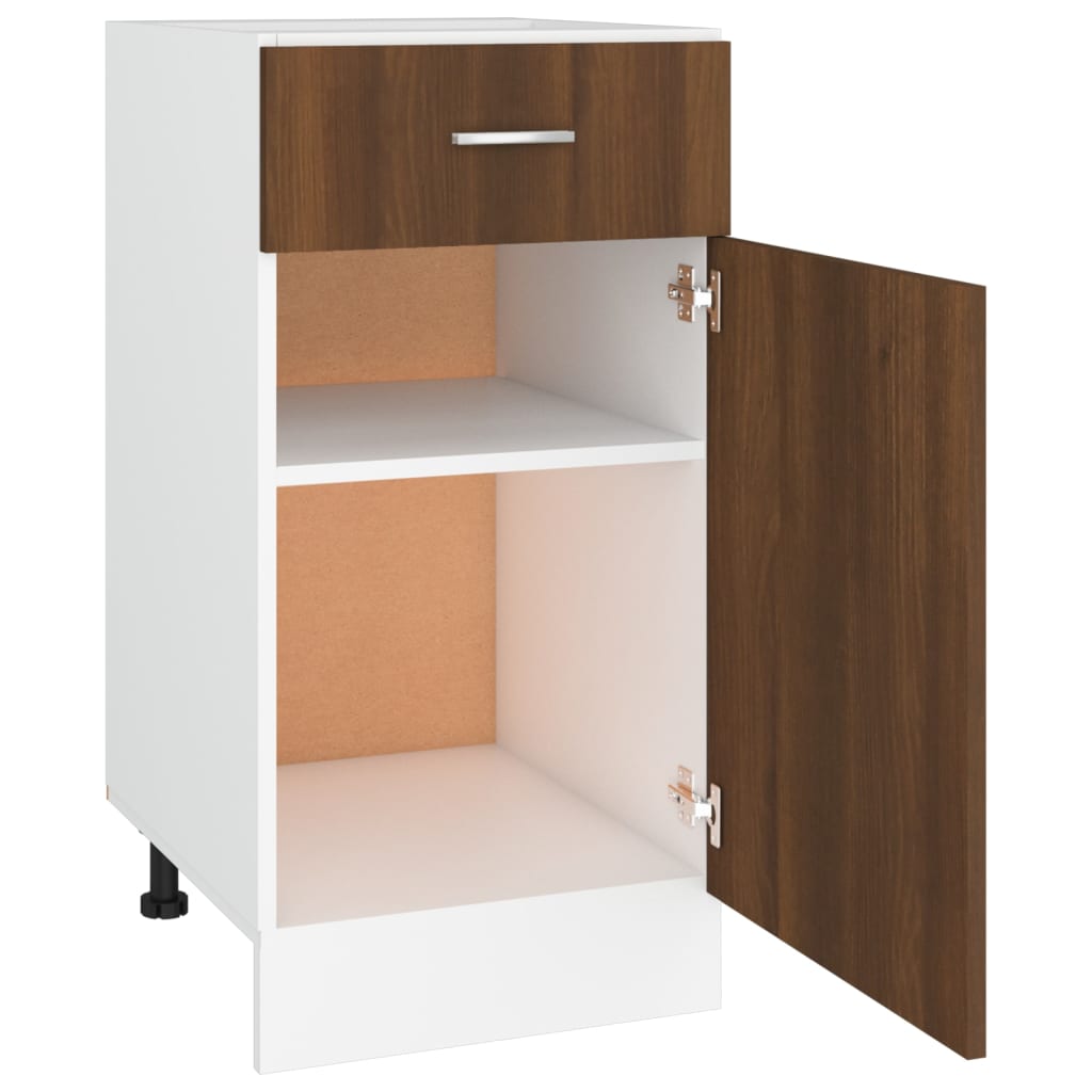Base cabinet with drawer, "Lyon", brown, 40x46x81.5cm