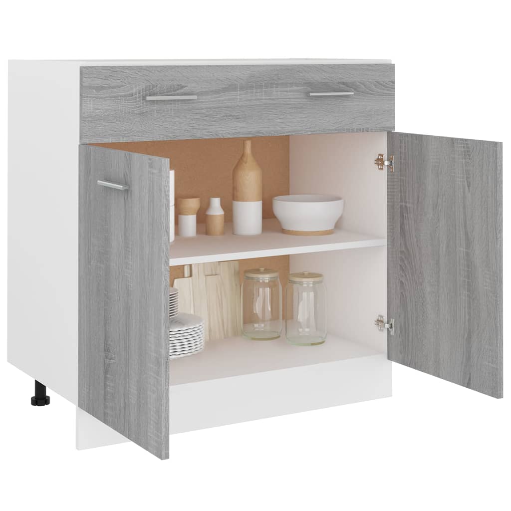 Base cabinet with drawer, "Lyon", gray, 80x46x81.5cm