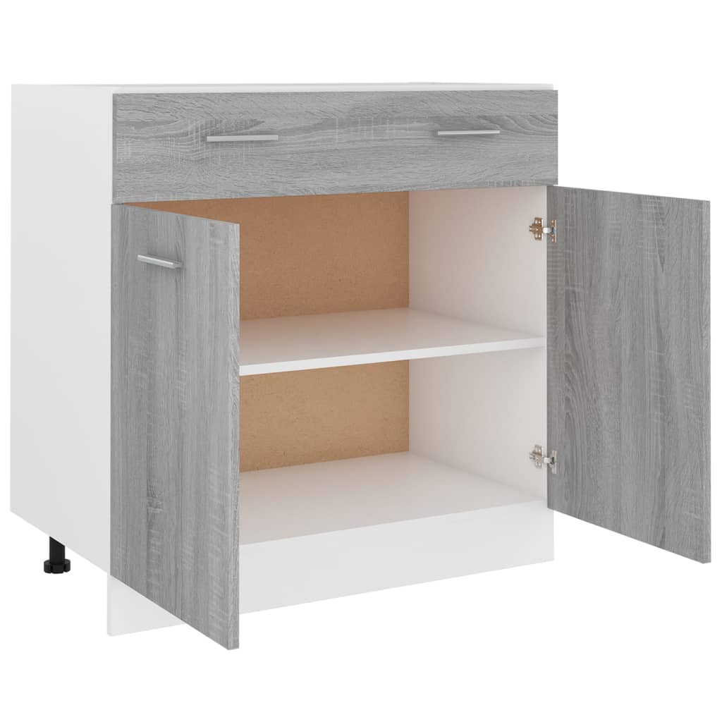 Base cabinet with drawer, "Lyon", gray, 80x46x81.5cm