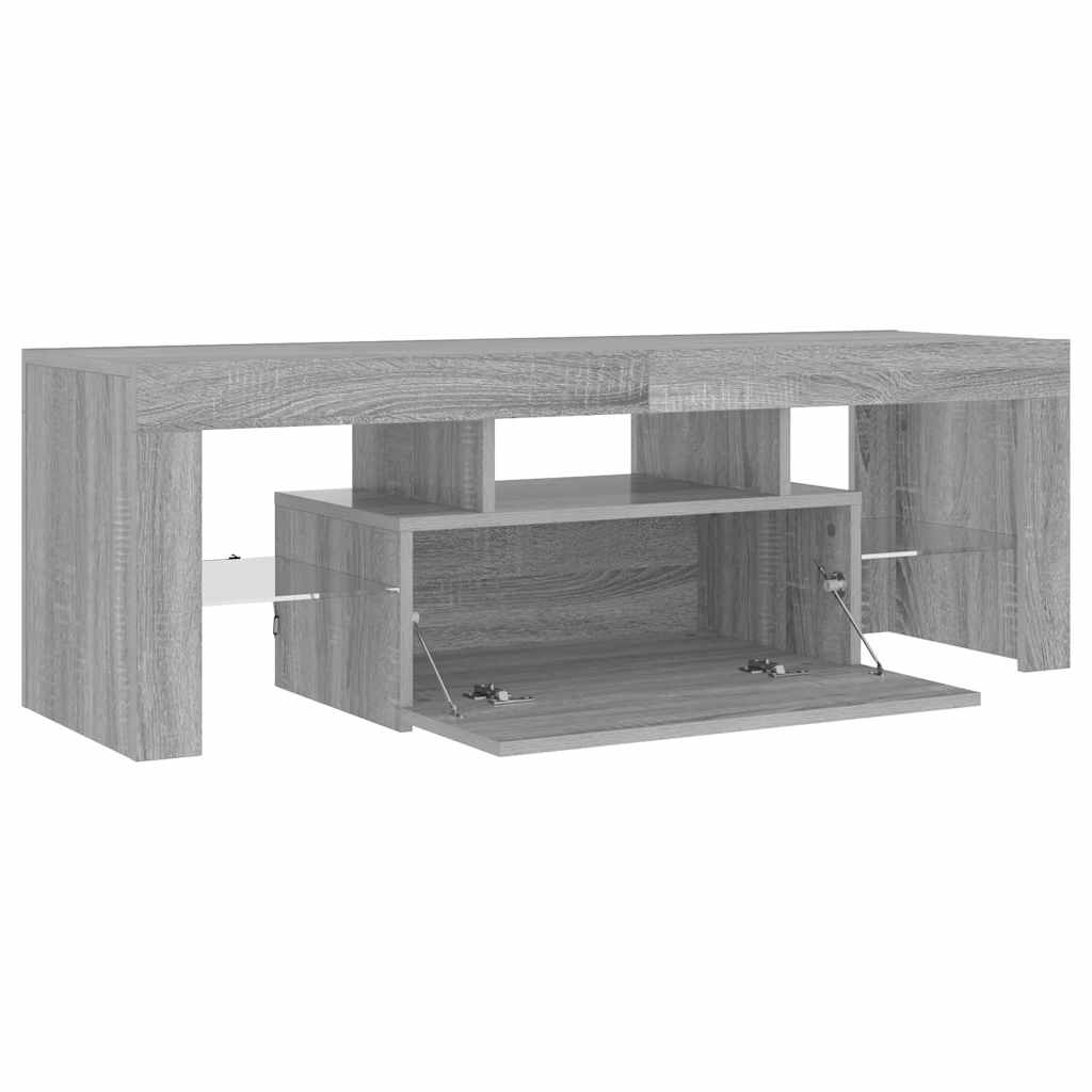 TV skapītis ar LED, pelēks ozols, 120x35x40cm