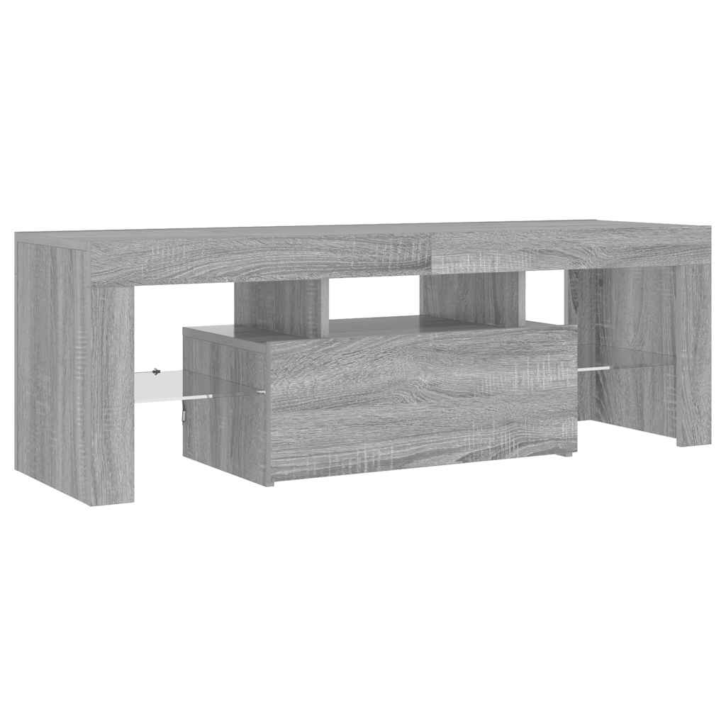 TV skapītis ar LED, pelēks ozols, 120x35x40cm
