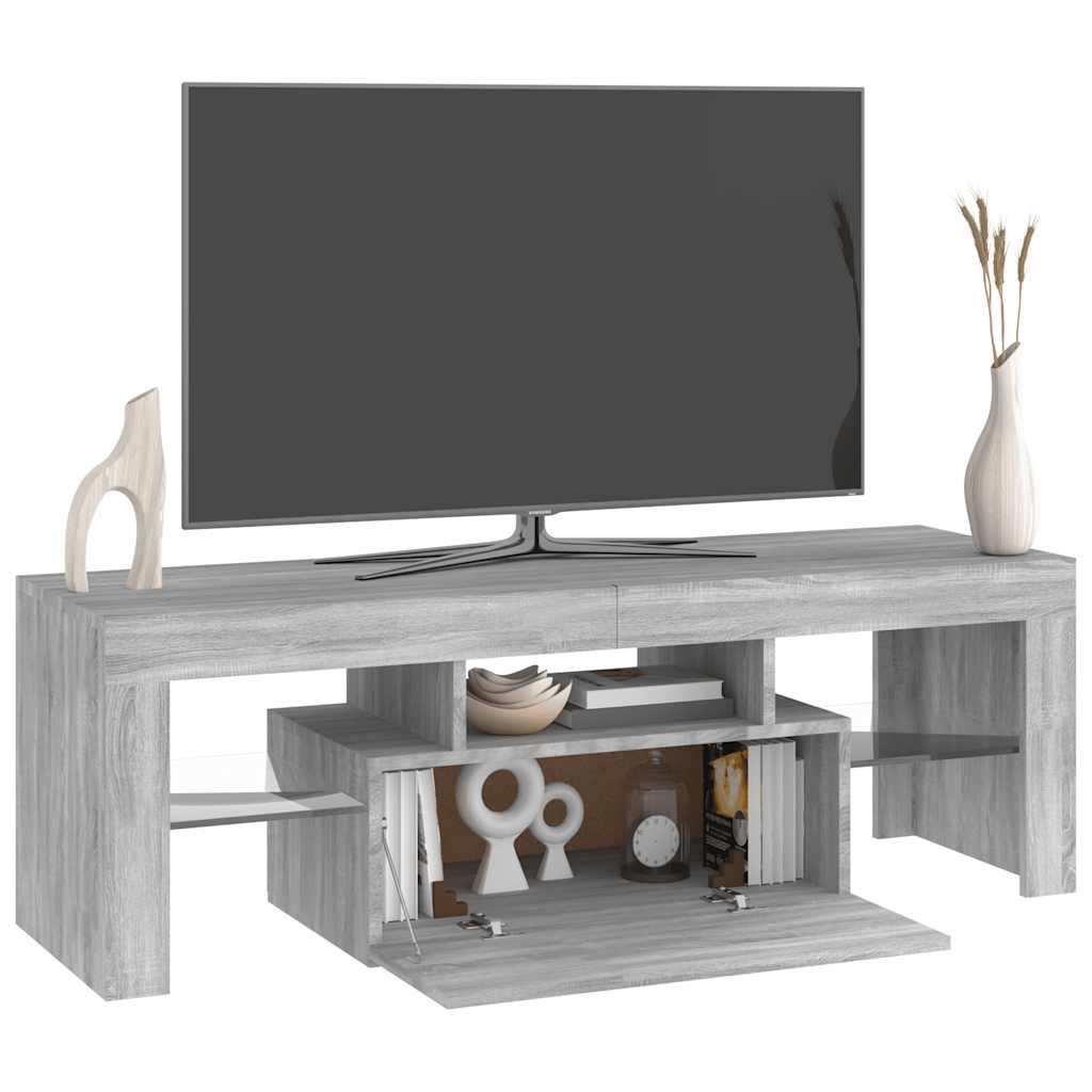 TV skapītis ar LED, pelēks ozols, 120x35x40cm