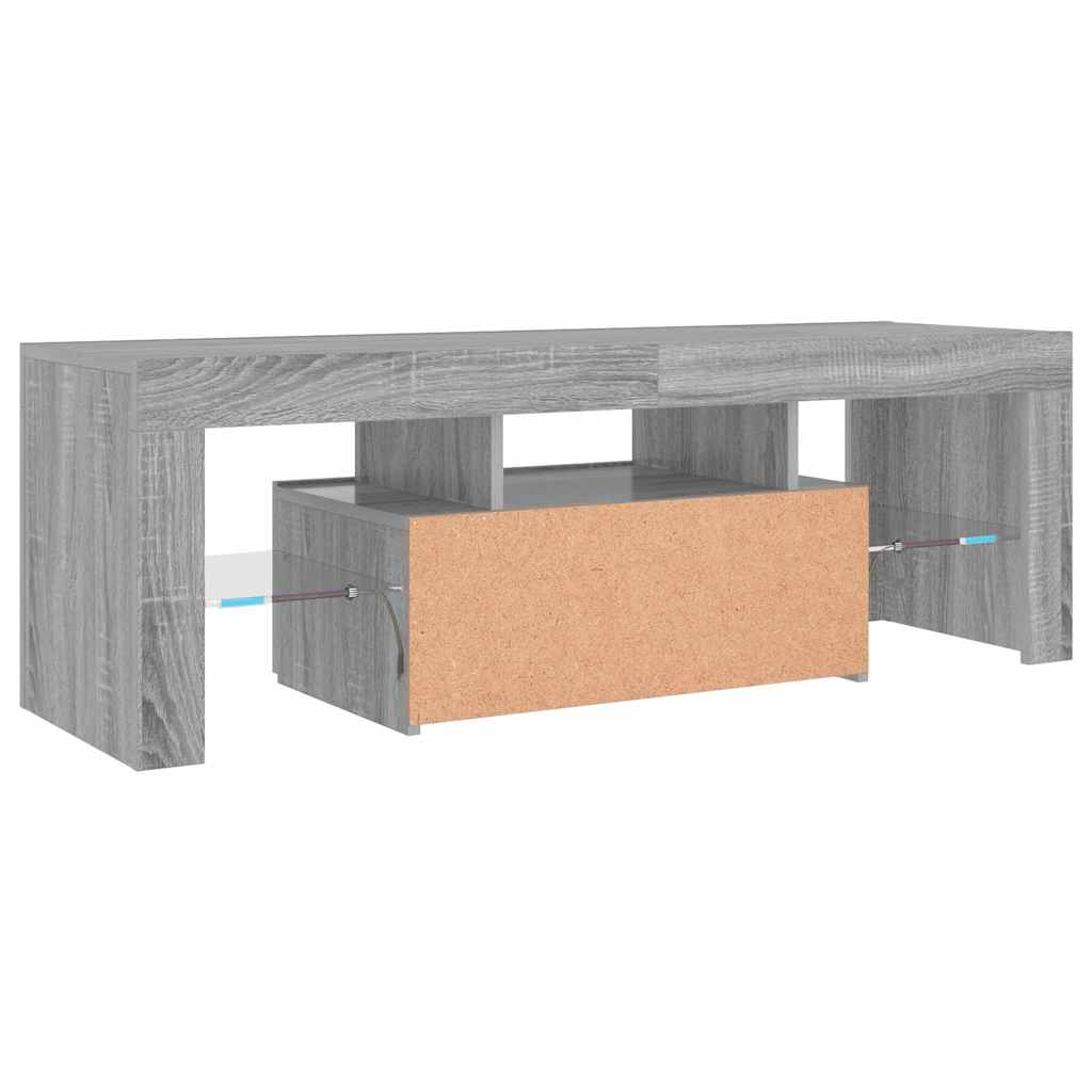 TV skapītis ar LED, pelēks ozols, 120x35x40cm