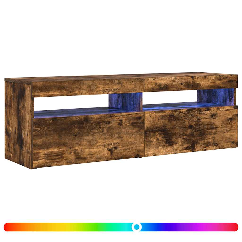 Televizoriaus spintelė su LED, dūminio ąžuolo, 120x35x40cm