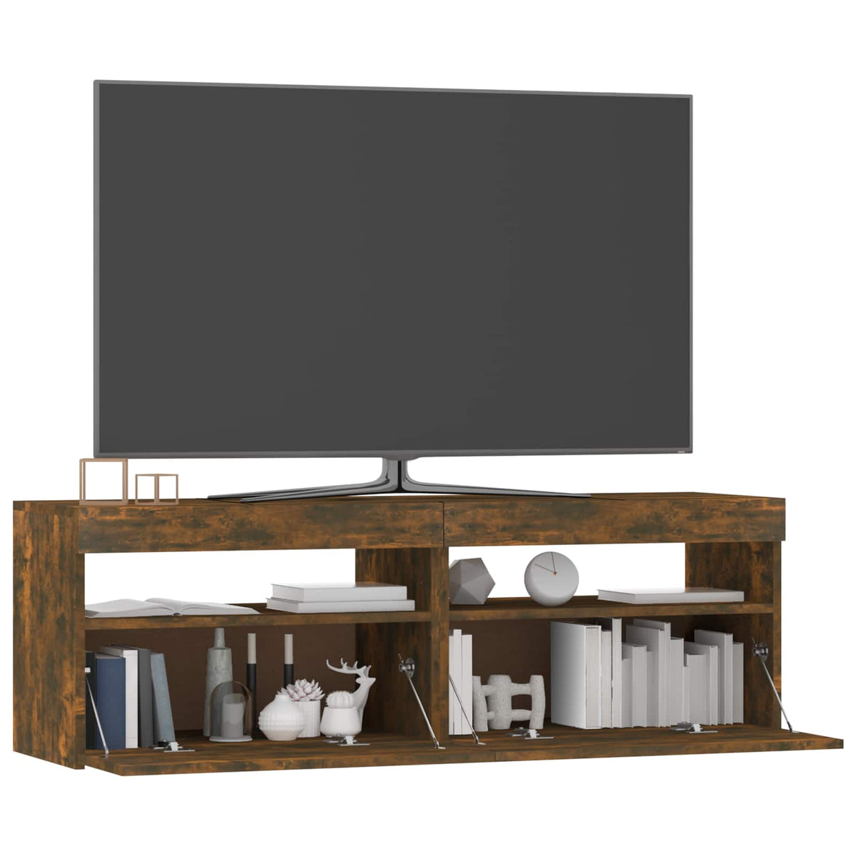 Televizoriaus spintelė su LED, dūminio ąžuolo, 120x35x40cm