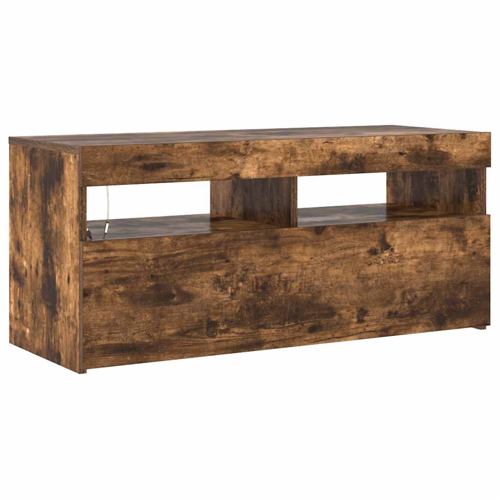 TV spintelė su LED apšvietimu, dūminio ąžuolo, 90x35x40cm